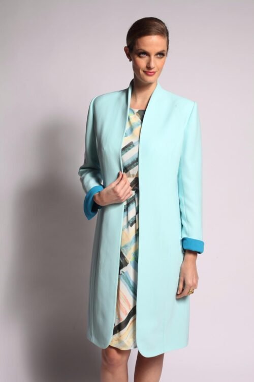 Manteau long et fluide IDYLLE en crêpe bicolore T40