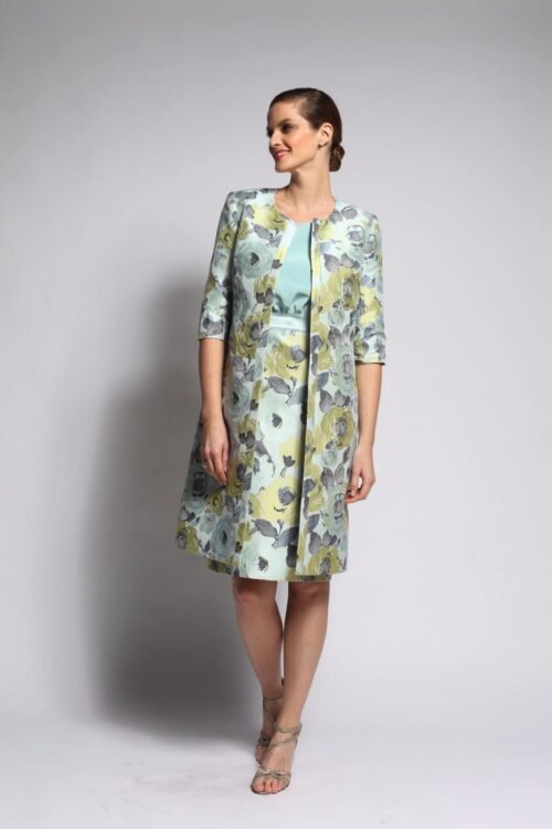1 Tailleur robe manteau en jacquard fleuri MONTANA T42
