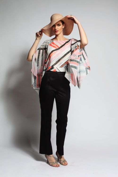 Tailleur pantalon YOKOHAMA top manches kimono en crêpe de Chine