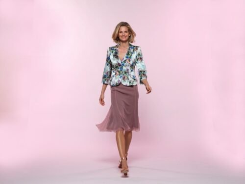 Eté 2015 - TAILLEUR EN CREPE IMPRIME ET JUPE DE MOUSSELINE