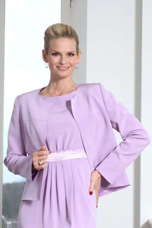 Veste tailleur à manches longues en crêpe stretch mauve EDEN