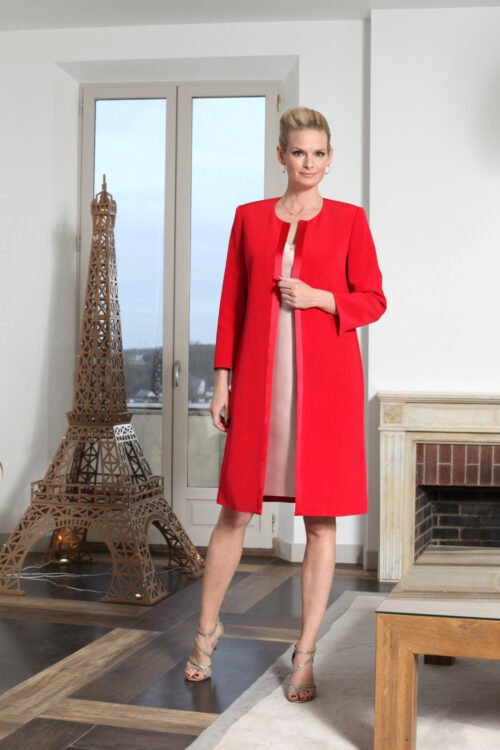 Sublime tailleur robe manteau rouge GRASSE