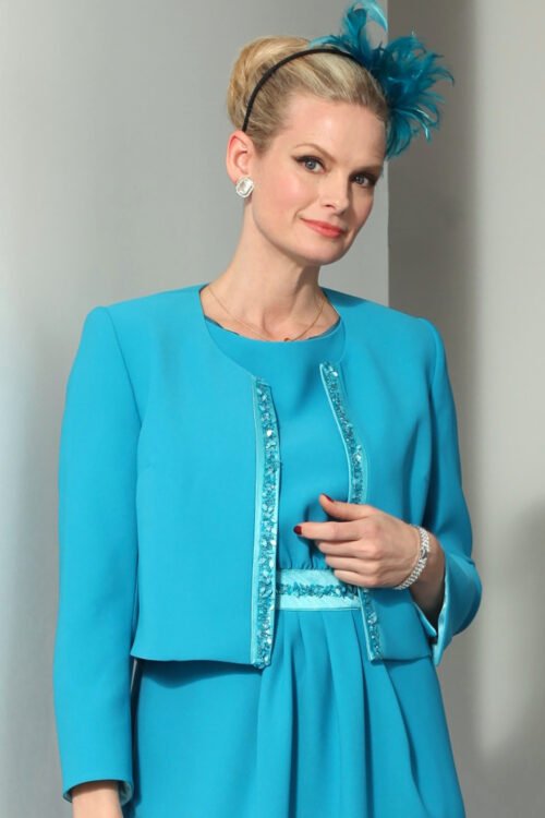 Veste de tailleur en crêpe à galon perlé THERESE
