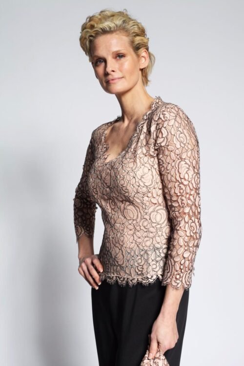 Top ultra glamour manches longues en dentelle LIMA T40