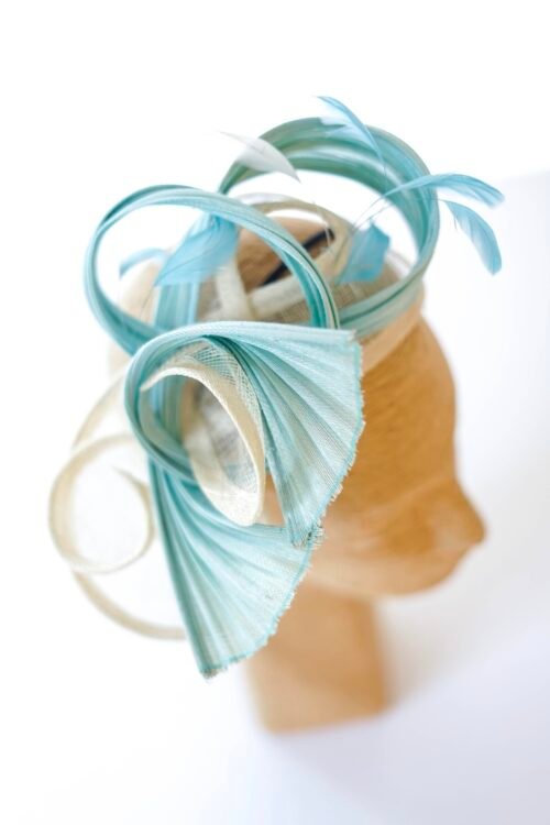 Mint and ivory cocktail hat