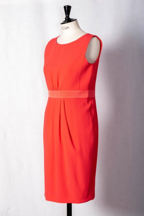 Elégante robe de cérémonie ceinturée LEA COQUELICOT T40