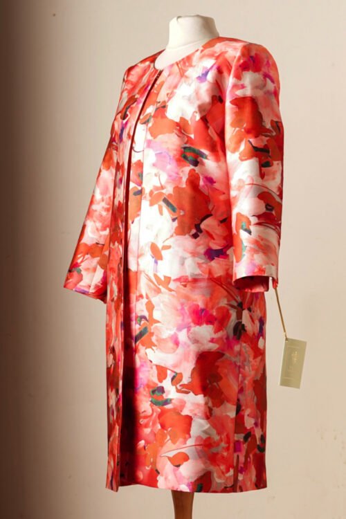 1 manteau fleuri en mikado COQUELICOT T38